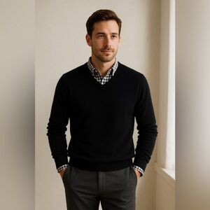 Club Room 100% Cashmere Black V-Neck Sweater